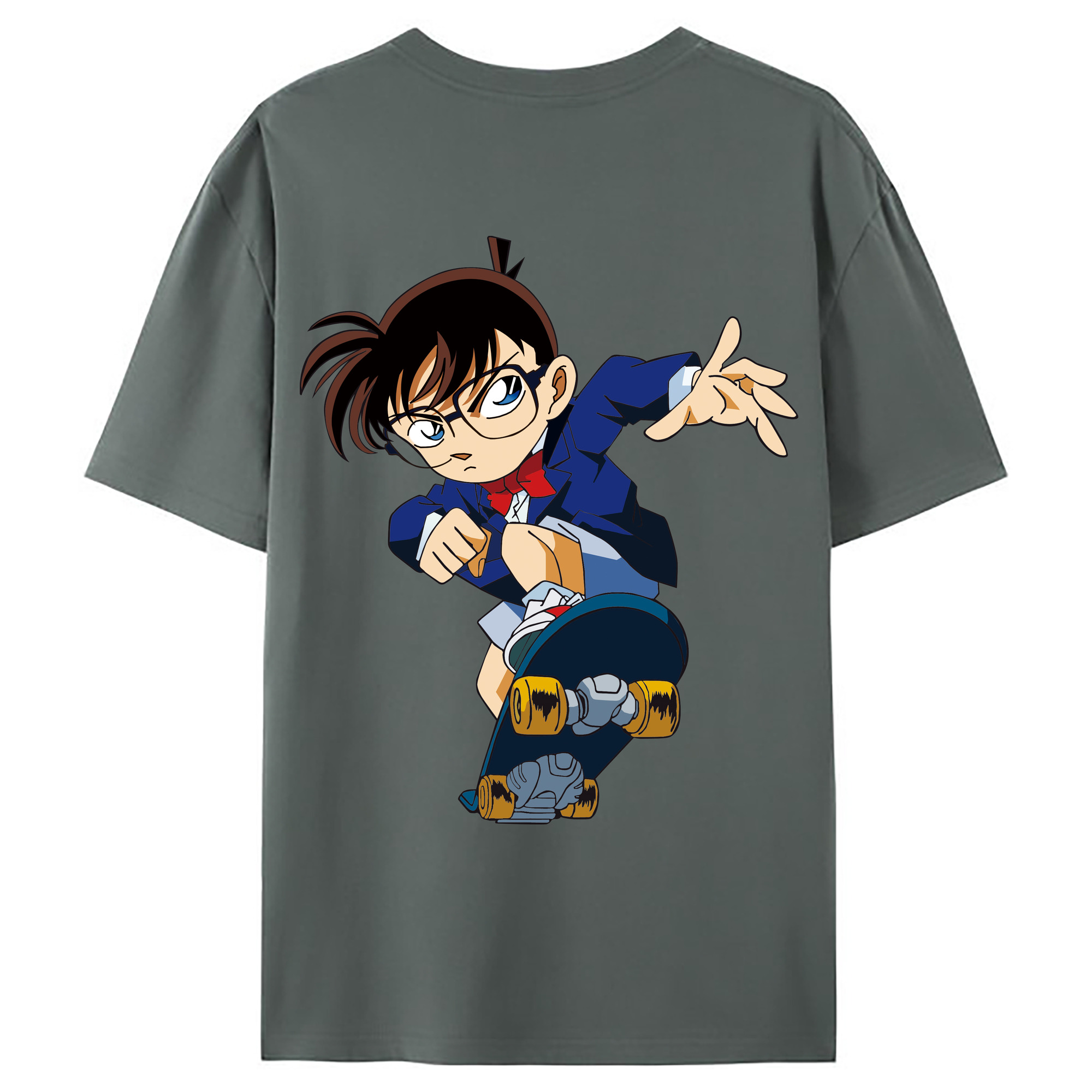 （画像用） 名探偵コナン 江戸川 コナン Detective Conan Conan Edogawa 綿100％ メンズ半袖Tシャツ（バックプリント） 通気性